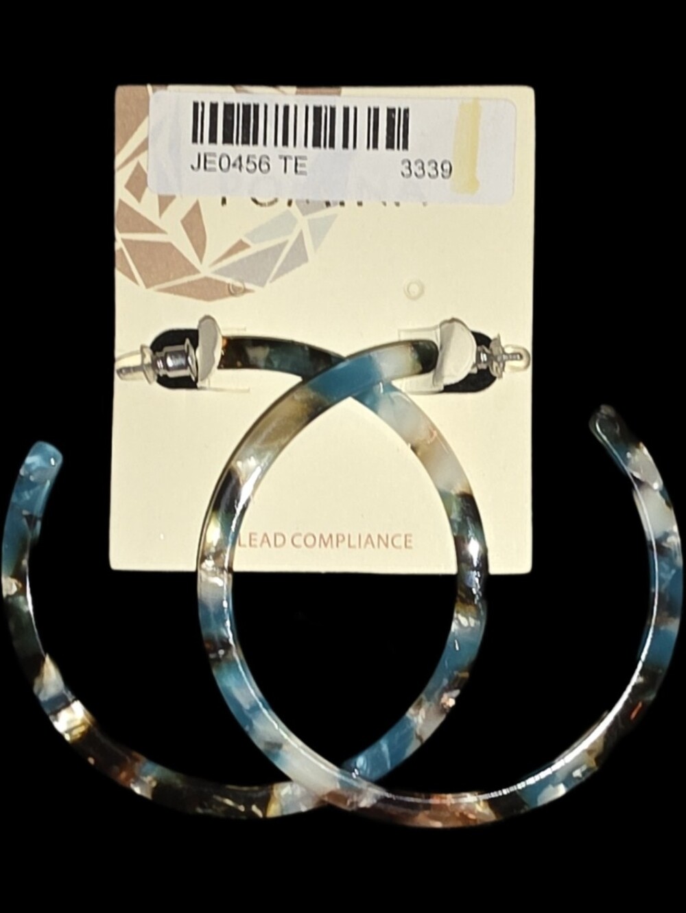 Blue Tortoiseshell Resin Hoop Earrings